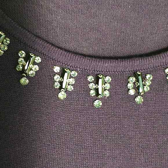 Vera Wang Sweater Women's Sz M Navy Blue Embellished Knit Long Sleeve Pullover - Picture 3 of 12